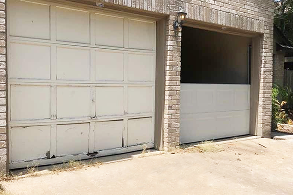 Garage door before repair